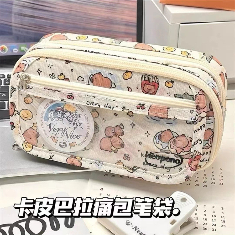 

Kotak Pensil Lucu Big Kapibala Pain Pack Case untuk siswa SMA Junior dan Senior Capacity Large Multi Layer Stationery Cute Pencil Box Import