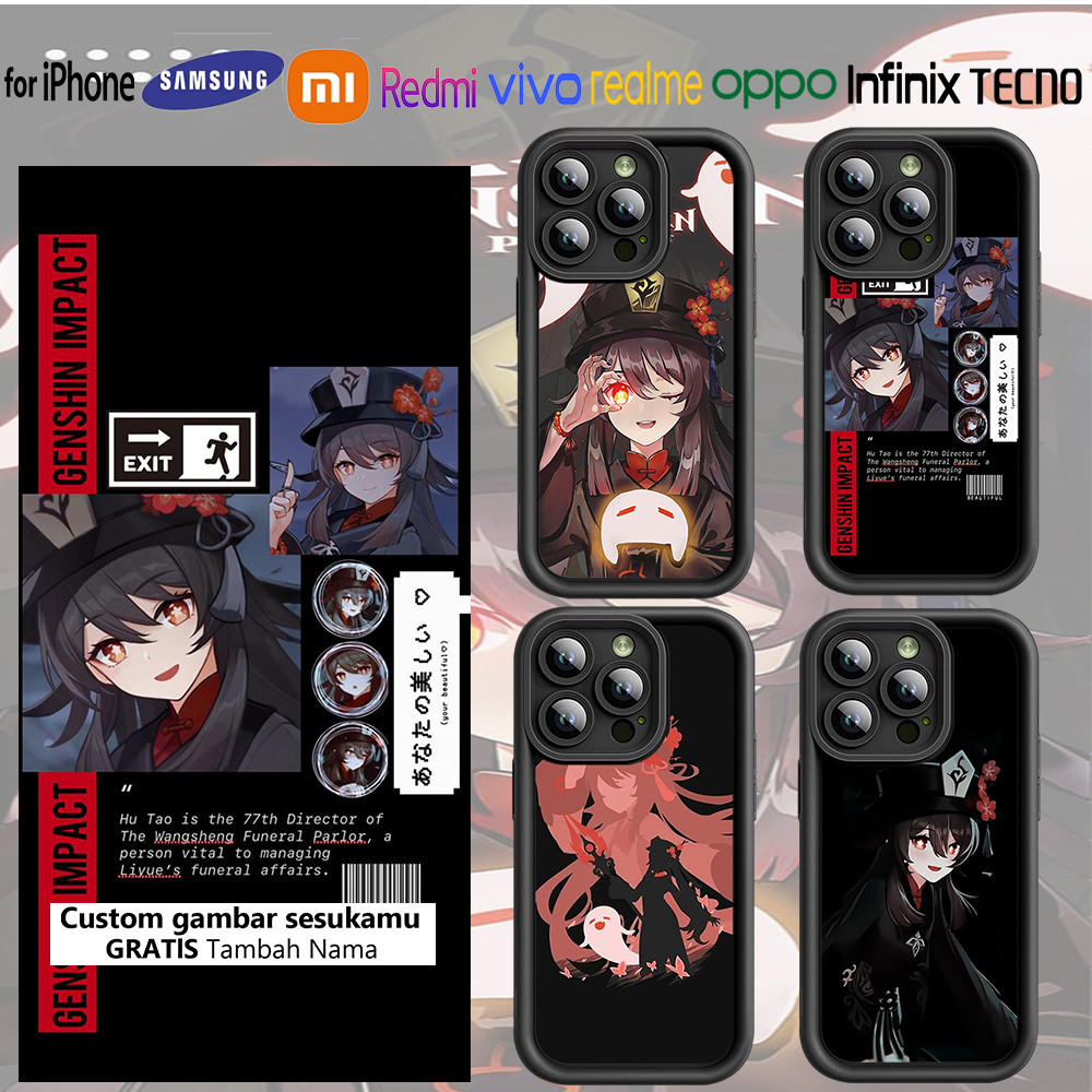 Custom case Softcase Casing ZZ20 Genshin Impact hutao art [HP Samsung, iPhone, Oppo, Xiaomi, Redmi, 