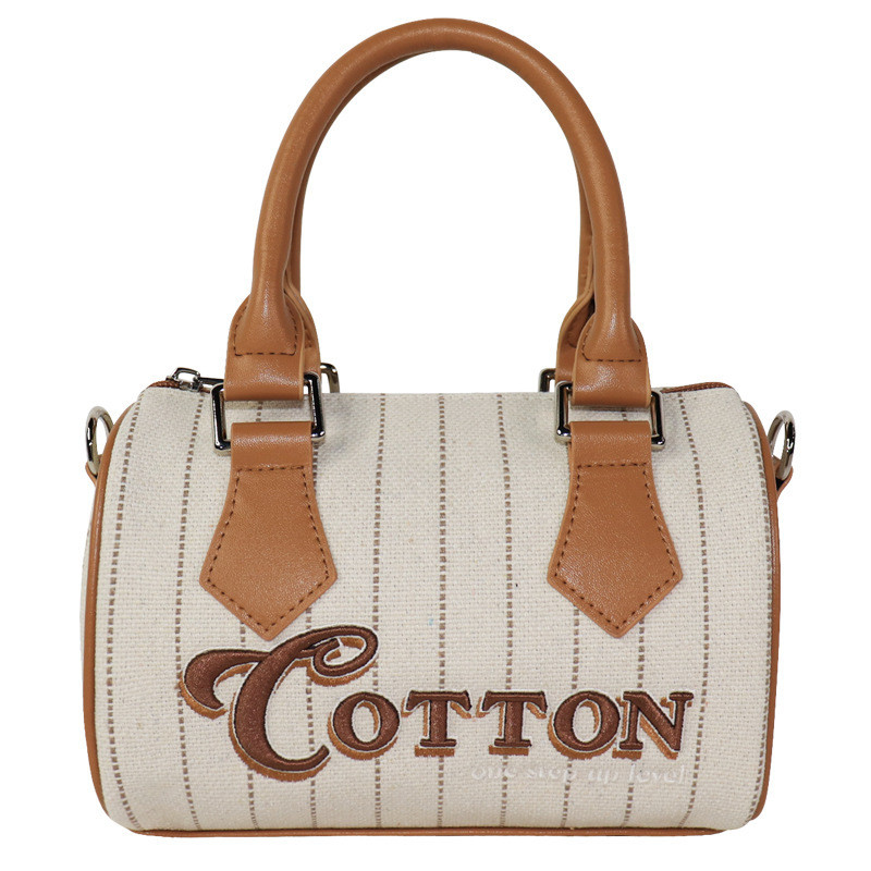 Tas Wanita Terbaru  Boston Vietnam Kanvas Wind Striped Wanita Terjebak Microfiber Handheld Satu Shou