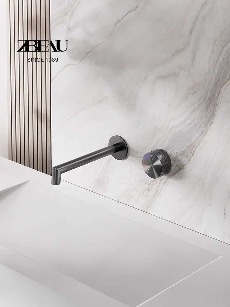 

ZBEAU menyembunyikan kolam air semua lembaran minimalis rotasi switch panas dan dingin roda tangan abu-abu bukti splash