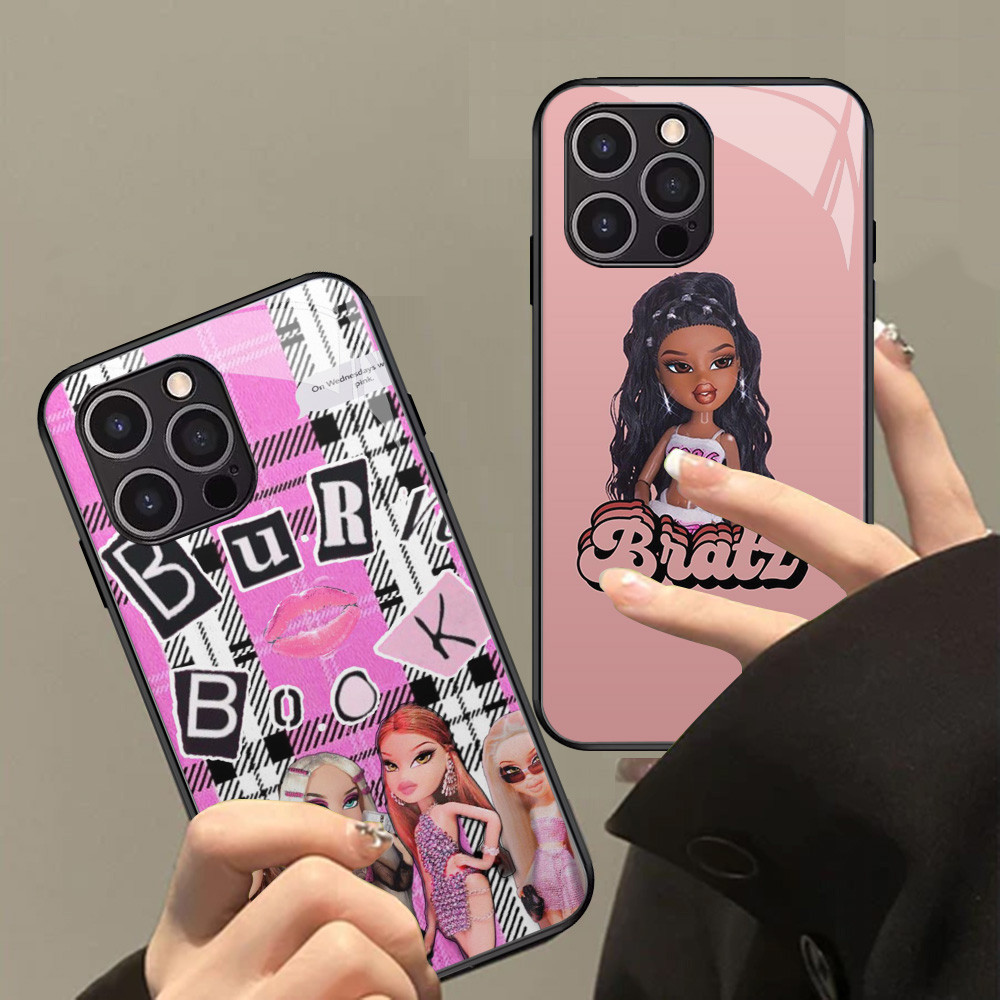 XI101 Bratz Kaca Casing untuk iPhone 11 6S 12 6 Mini Pro Max Plus HD