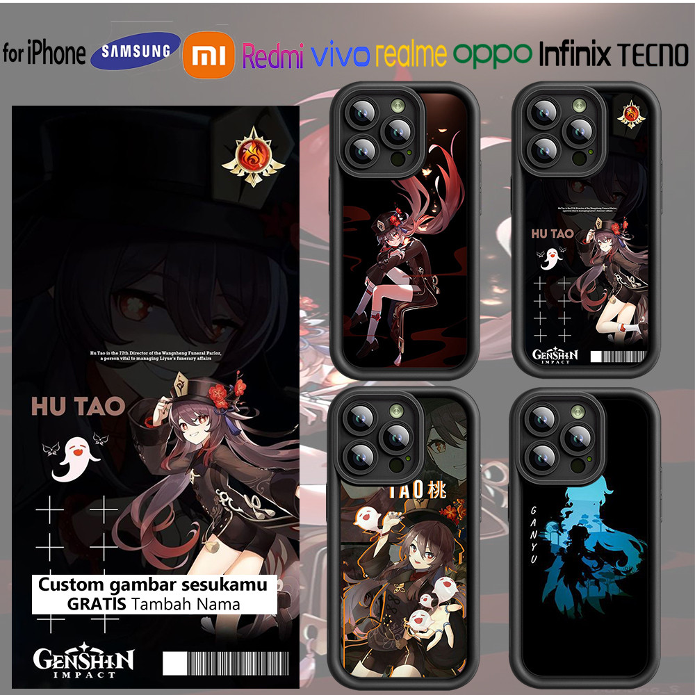 Custom case Softcase Casing ZZ18 Genshin Impact Art hutao [HP Samsung, iPhone, Oppo, Xiaomi, Redmi, 