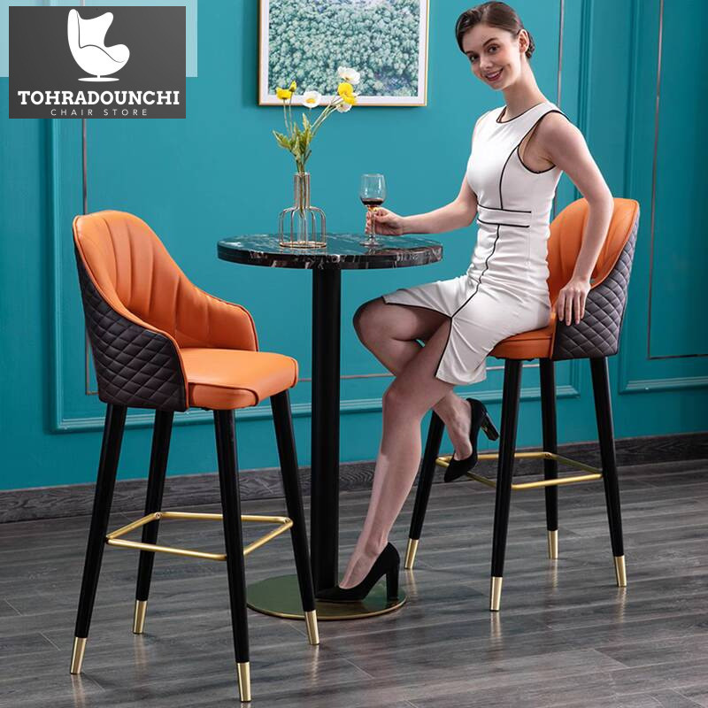 Italia ringan mewah marmer kursi kombinasi rumah tangga modern minimalis kaki tinggi meja bulat Nord