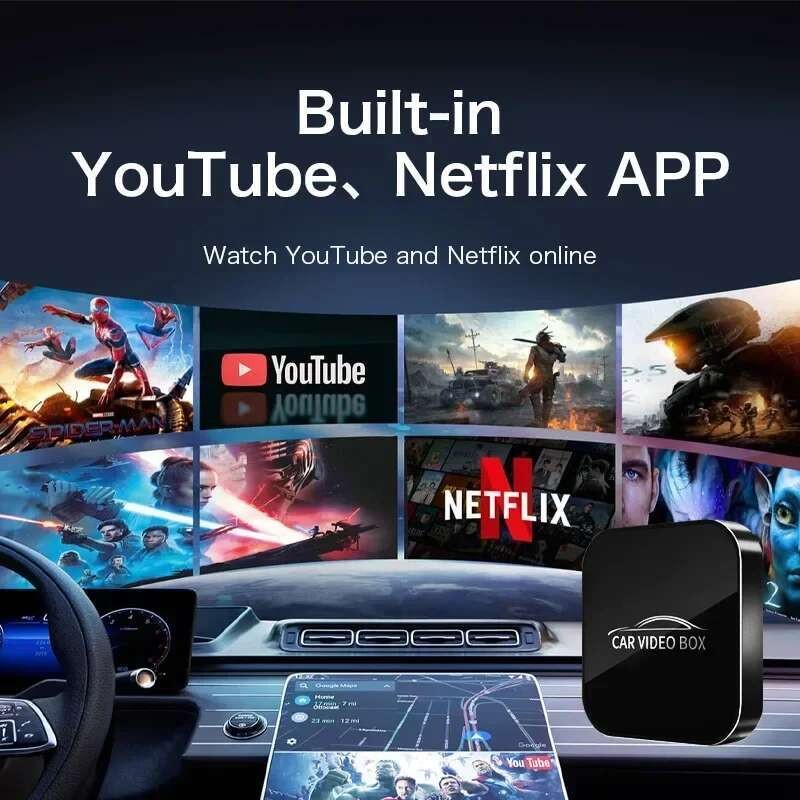 3in1 12 Ai Wireless CarPlay Android auto Adapter untuk Netflix Youtube Aksesori Mobil Kotak TV Baru