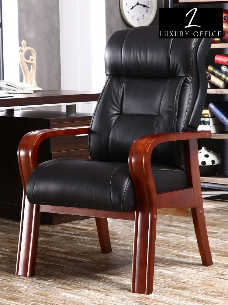 kantor kayu padat Mahjong tetap pertemuan kulit bos bangku besar Kursi punggung rumah tangga