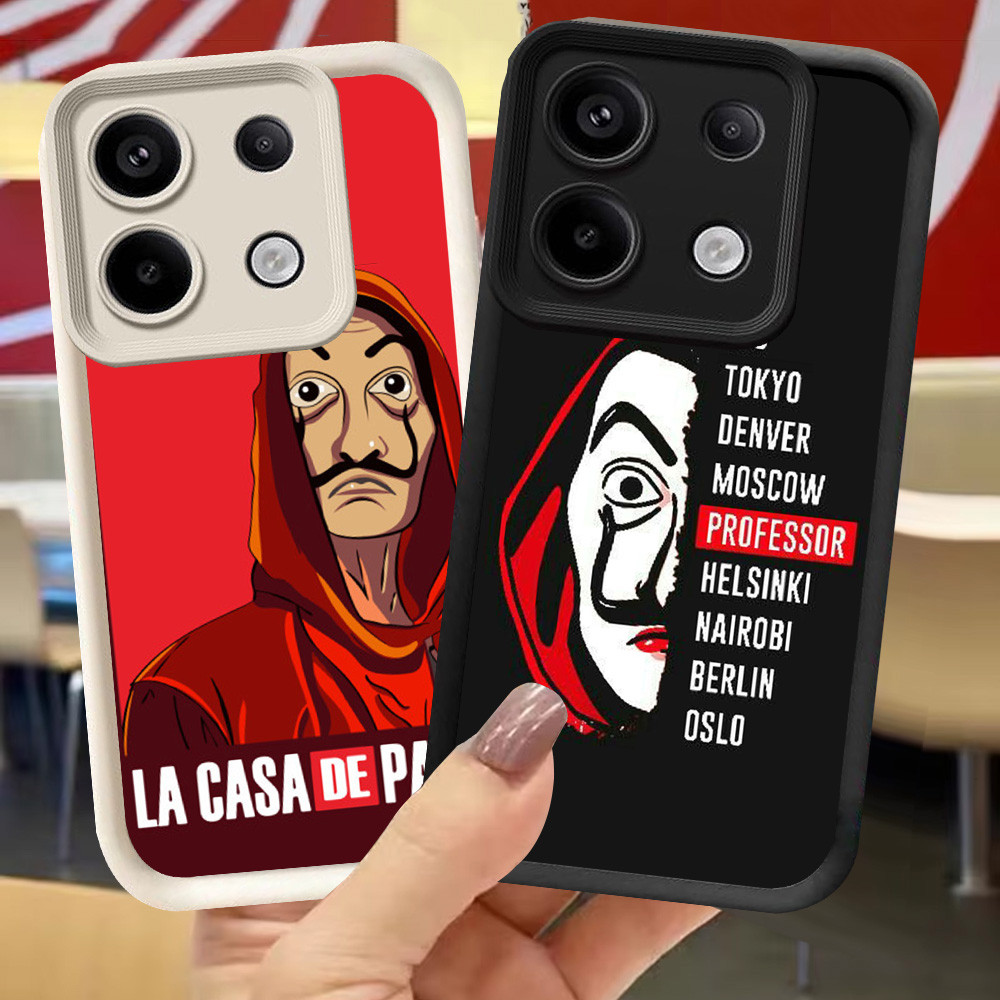 XI47 La Casa De Papel Casing untuk Xiaomi Redmi Note POCO M6 13 X6 M7 Pro Plus 5G Hitam Putih