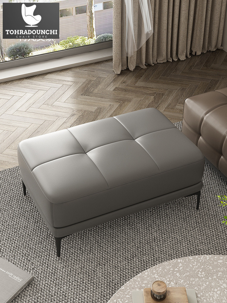 Keras mewah kulit tinggi bangunan panjang, ruang tamu sofa kayu tunggal sederhana, kaki, pintu masuk