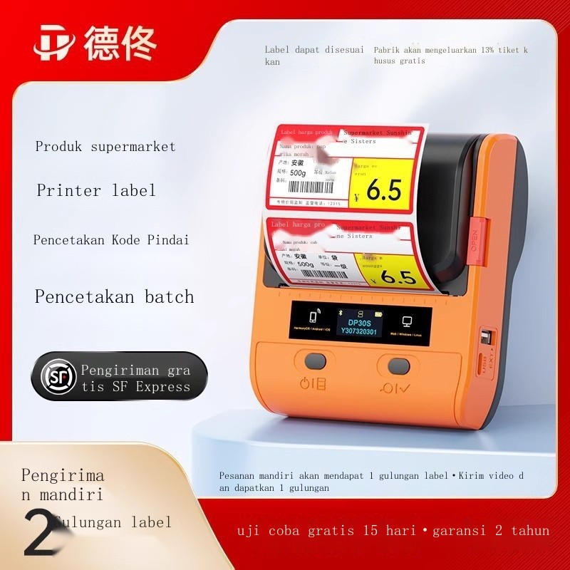 

L Detong DP30S Bluetooth printer label termal mesin label genggam berperekat kode batang supermark