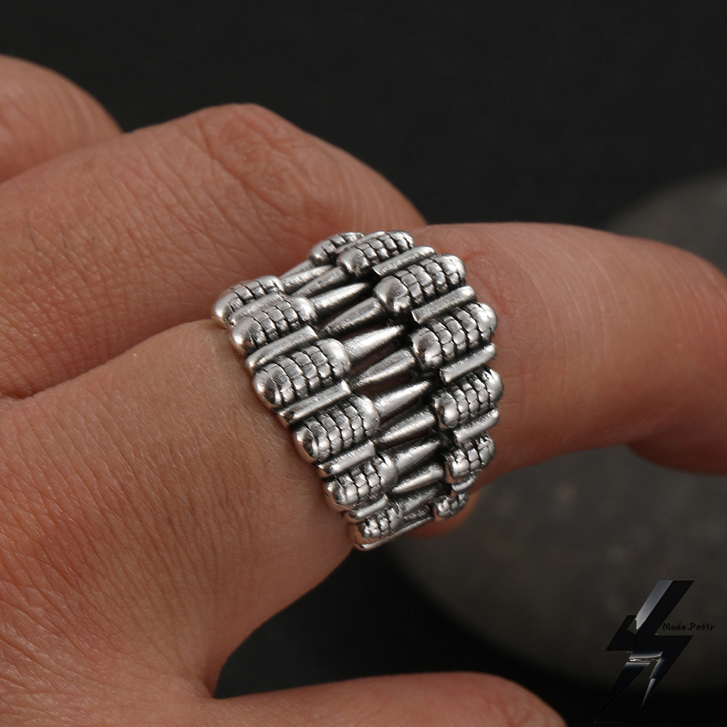 Cincin gigi tengkorak gotik paduan modis cincin kerangka punk rock retro