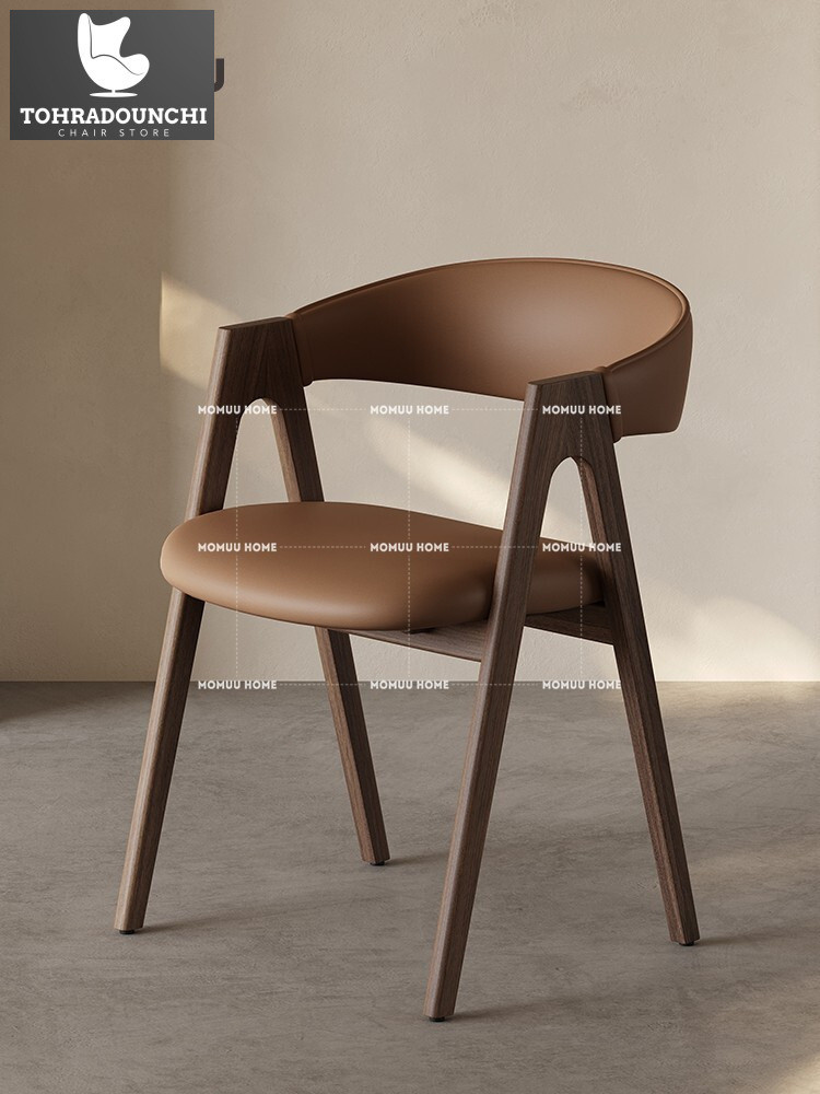 MOMUU makanan kayu solid, komputer rumah Nordic, toko kopi mewah ringan tinggi, lengan Jepang, kursi