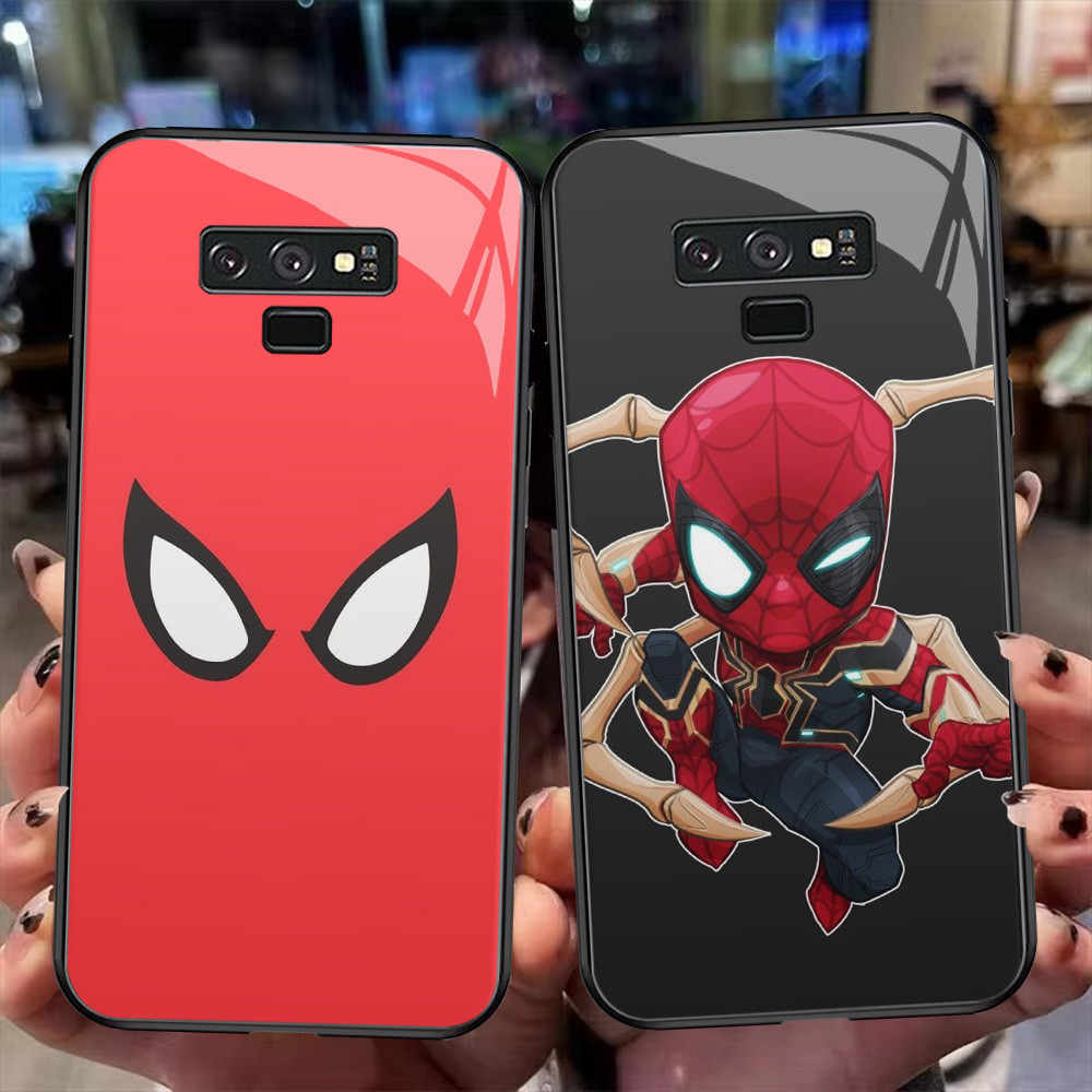 XI99 Spiderman Kaca Casing untuk Samsung J6 Note 9 J7 J4 Core Plus Prime Pro HD