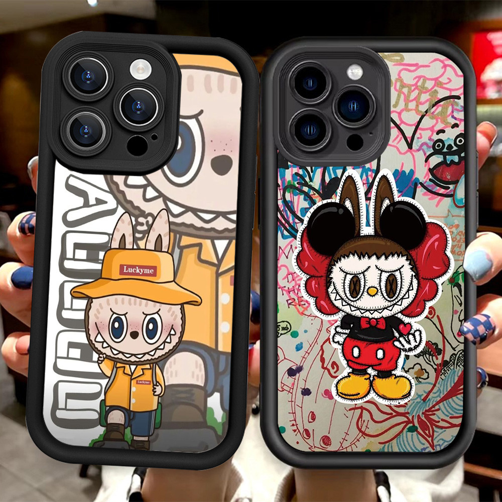 Z-28 funny Labubu hitam Casing Untuk VIVO Y19 Y12 Y12S Y81 Y81S Y91 Y91C Y93 Y95 S1 Pro