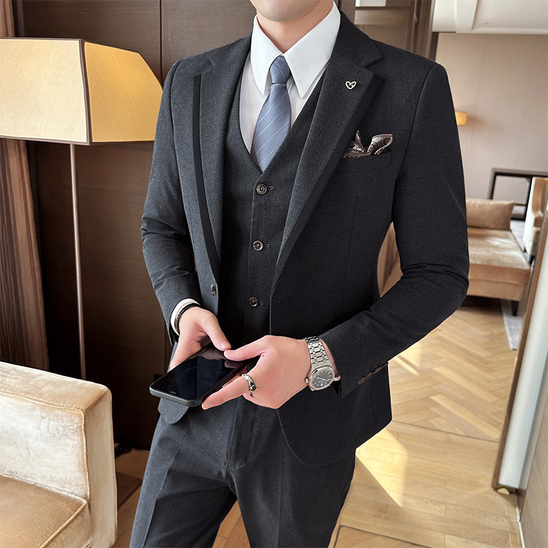 Jas Blazer Pria  Satu tombol tiga potongan musim gugur 2024/musim dingin warna baru splicing dibloki