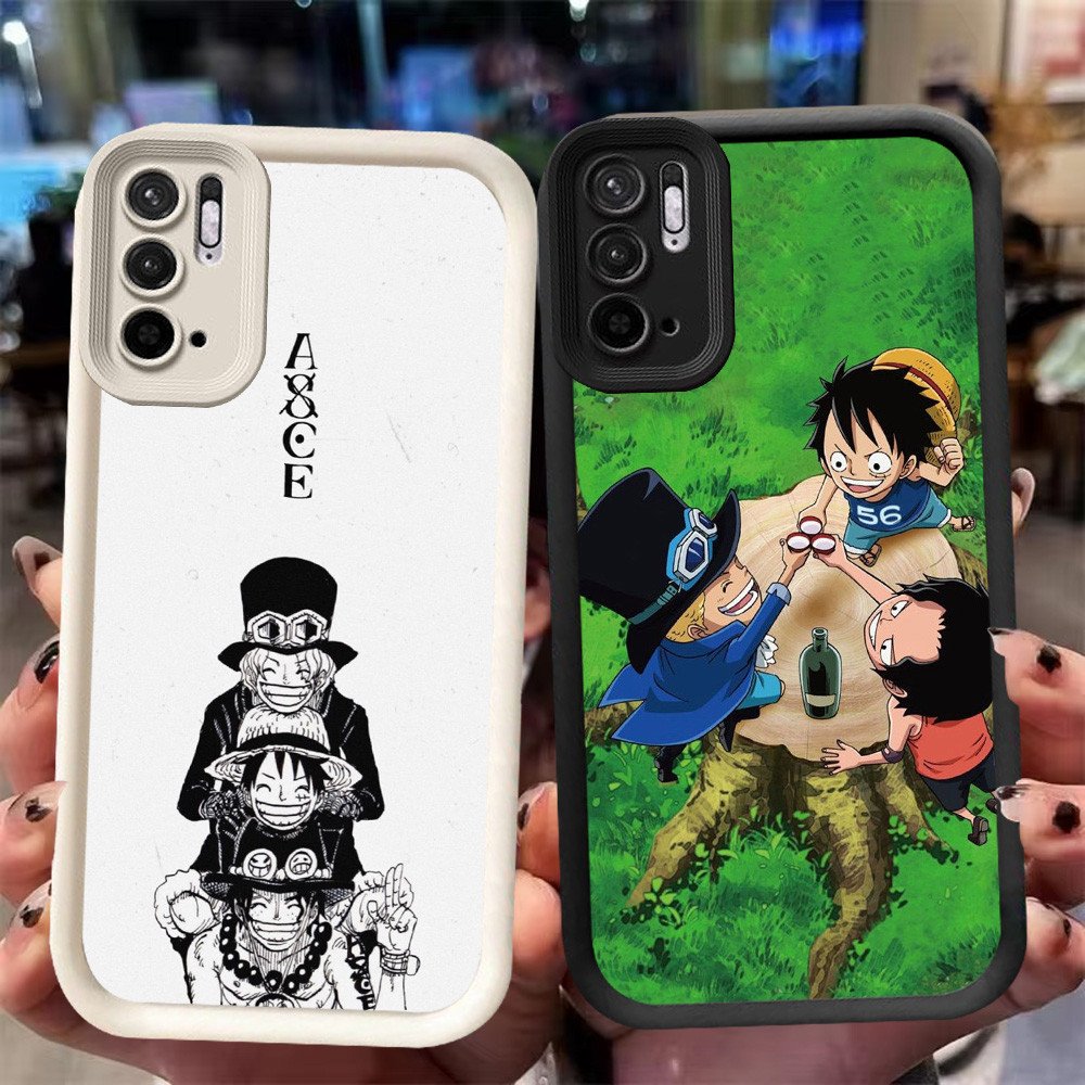 XI14 One Piece 3Bro Casing untuk Xiaomi Redmi Note 10S 11 SE 11S 10T 10 Pro 5G Hitam Putih