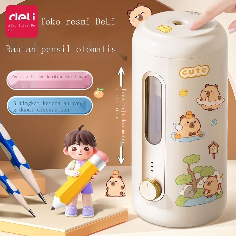 

L Deli Rautan Pensil Otomatis Penuh Rautan Pensil Elektrik Batang Tebal Rautan Pensil Segitiga untu