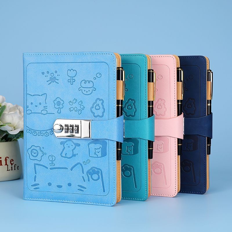 

A5 Password Diary With Lock Stationery Notebook Thickened Cartoon Password Book Student Notepad Creative Account 22