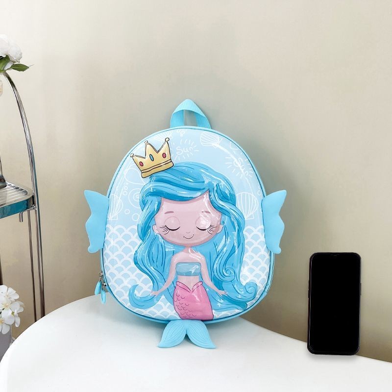 Tas Sekolah Kartun Lucu Ringan Anak Perempuan Kecil Taman Kanak-kanak Putri Duyung Mahkota Ransel Pu