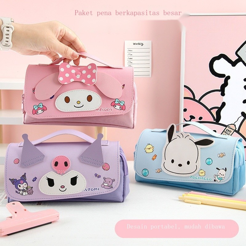

L Sanrio Kuromi Tas Pensil Kartun Dekompresi Siswa Multifungsi Kapasitas Besar Dekompresi Alat Tul