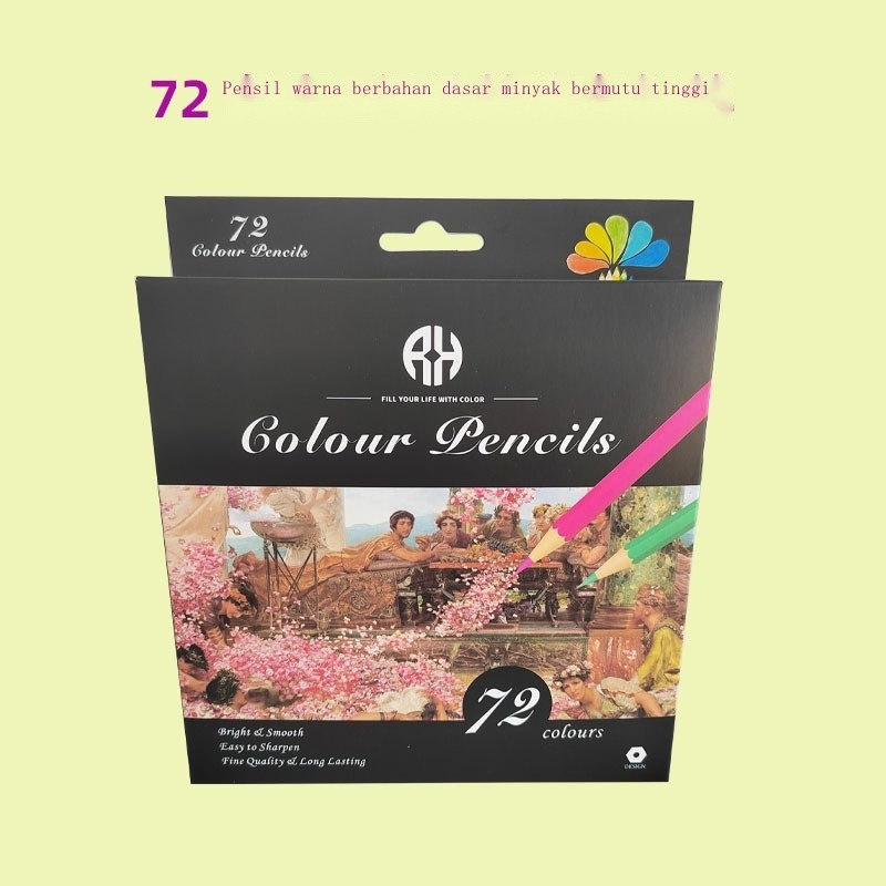 

L Pasokan lintas batas kuas siswa pensil warna berbasis minyak canggih warna RH72 untuk lukisan de