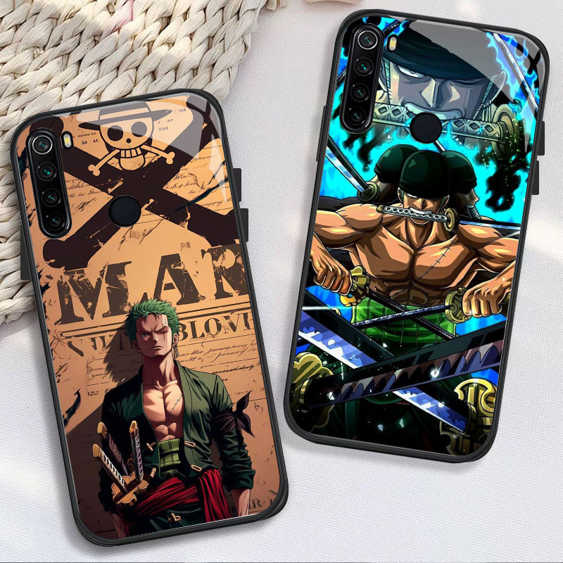 HK-50 Zoro One Piece HD Glass Casing untuk Xiaomi Redmi 8 8A 9  Note 8 10 Pro Lite