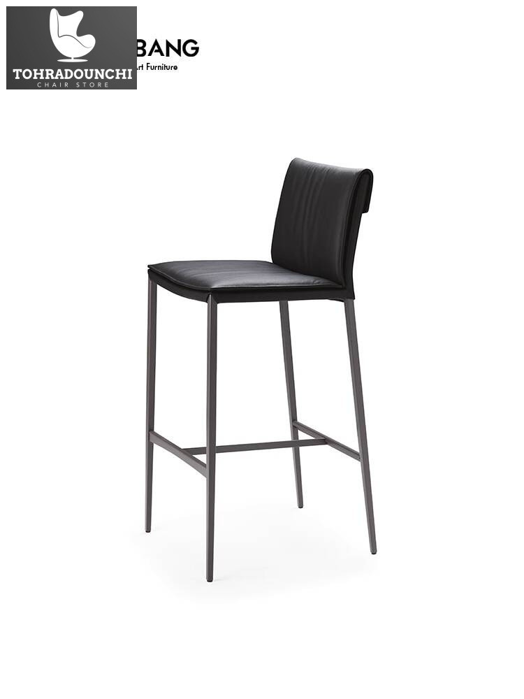 Kursi bar asli minimalis Italia modern ringan mewah lapisan kepala kulit sapi tas lunak pulau meja d