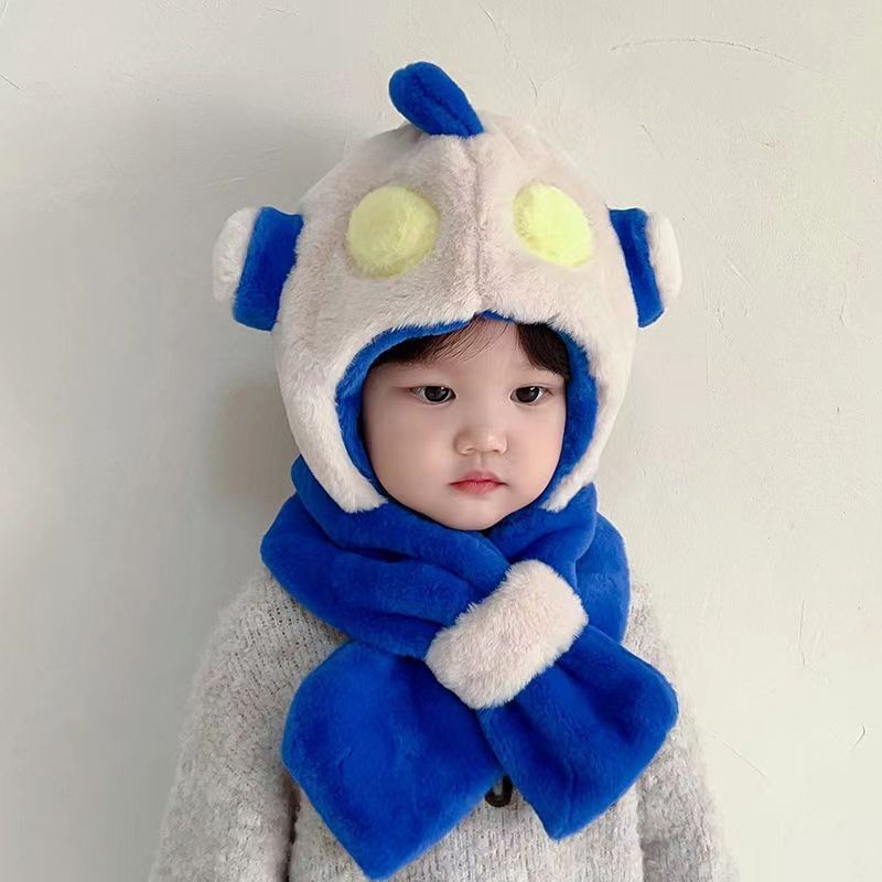 Topi Musim Dingin Anak  Topi kanak-kanak, selimut Ultraman sepotong, gugur musim dingin tebal perlin