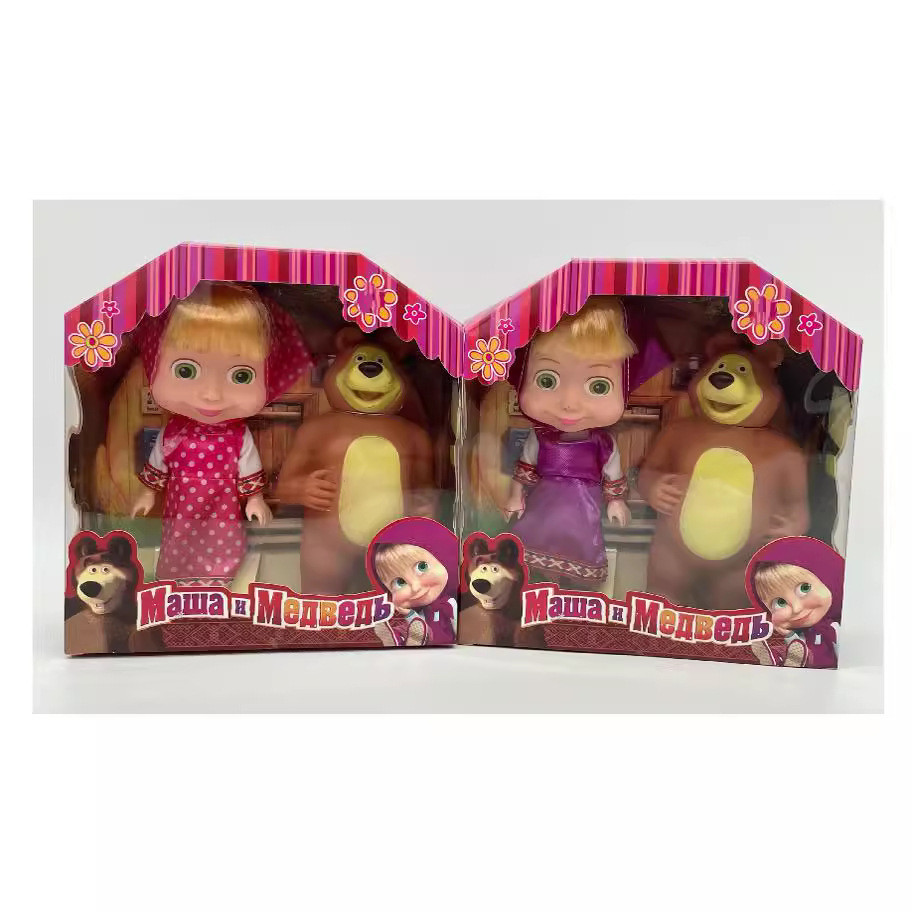 Boneka  6.5 inci dan boneka Masha set klasik enamel beruang berbicara