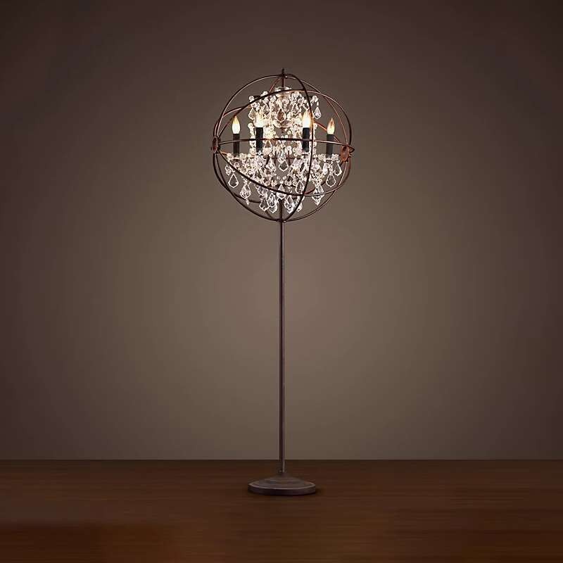 Gaya Perancis lampu lantai kristal mewah desa, toko khusus nostalgi klasik Amerika, toko, villa, pen