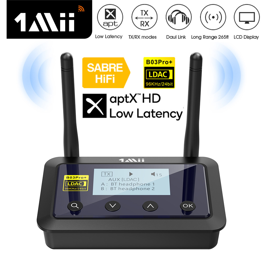 1Mii B03Pro+ 5.0 Penerima Audio aptX LL HD CSR8675 HiFi LDAC Bluetooth Adapter untuk PC TV dengan la