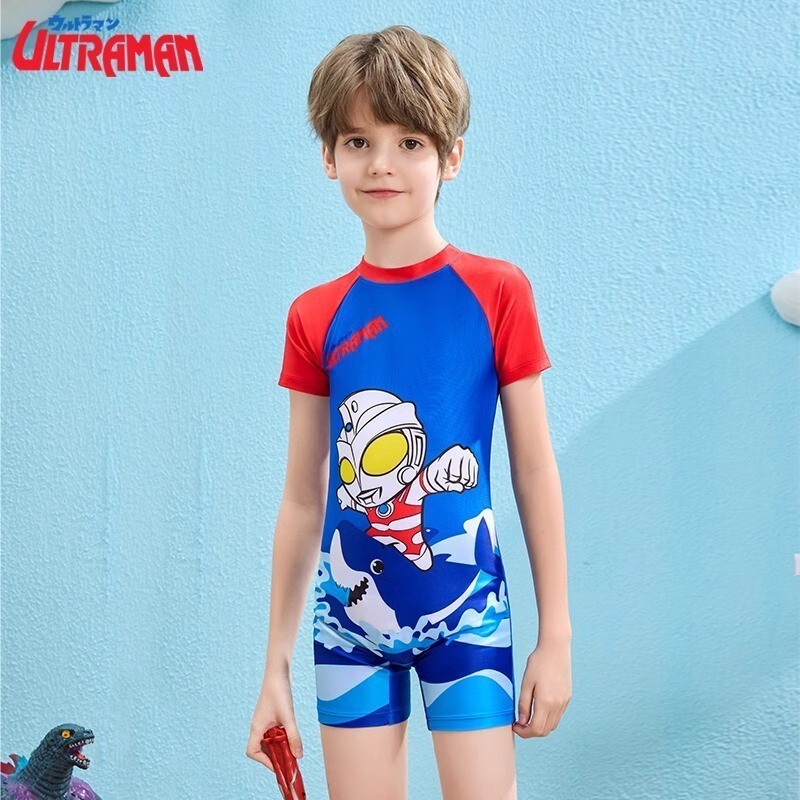 Baju Renang Anak  Pakaian Ultraman klasik 2024 gaya baru laki-laki satu potong singkat untuk pakaian