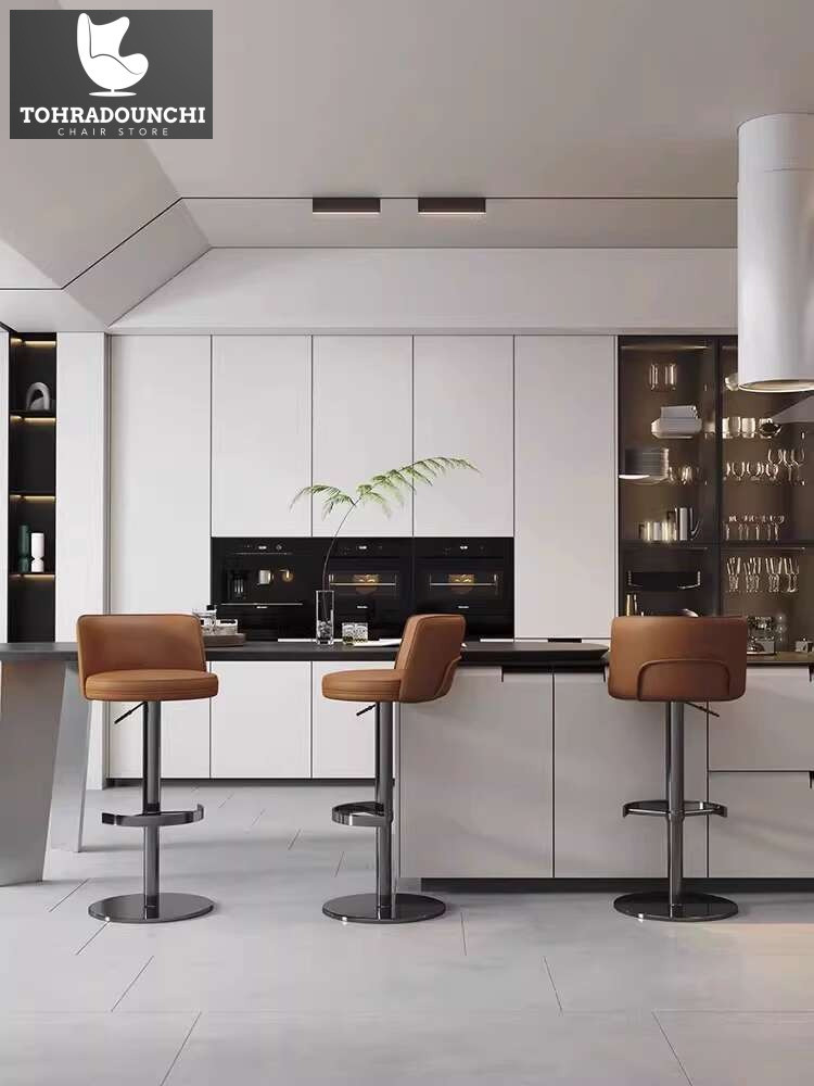 Kursi baja stainless minimalis modern, tinggi rumah tangga dengan yang dapat disesuaikan dan berputa