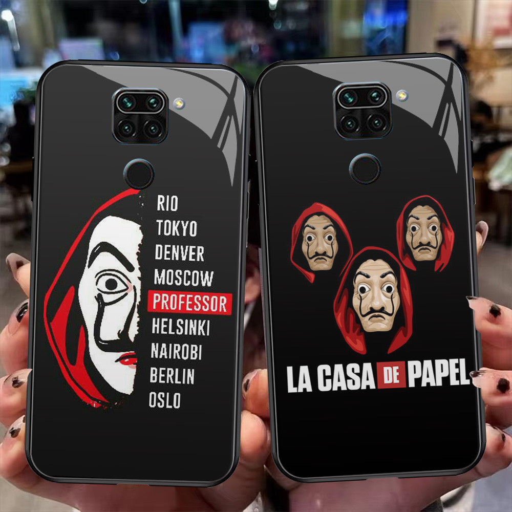 XI47 La Casa De Papel Kaca Casing untuk Xiaomi Redmi Note Poco X3 8 9S 9 8A M3 Pro HD
