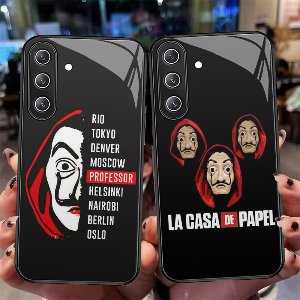 XI47 La Casa De Papel Kaca Casing untuk Samsung S21 FE A15 M15 A14 Plus Ultra 5G HD