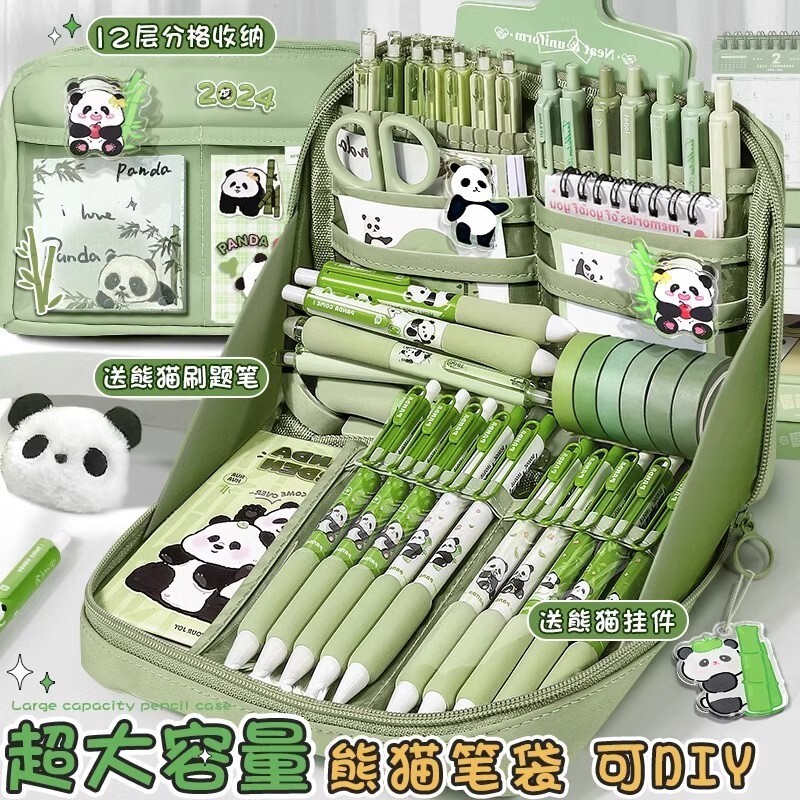 

Tempat Pensil Lucu 12 lapisan kasus panda, kapasitas besar, resisten kotoran, seni tinggi, penyimpan studi siswa, kantong pensil Import