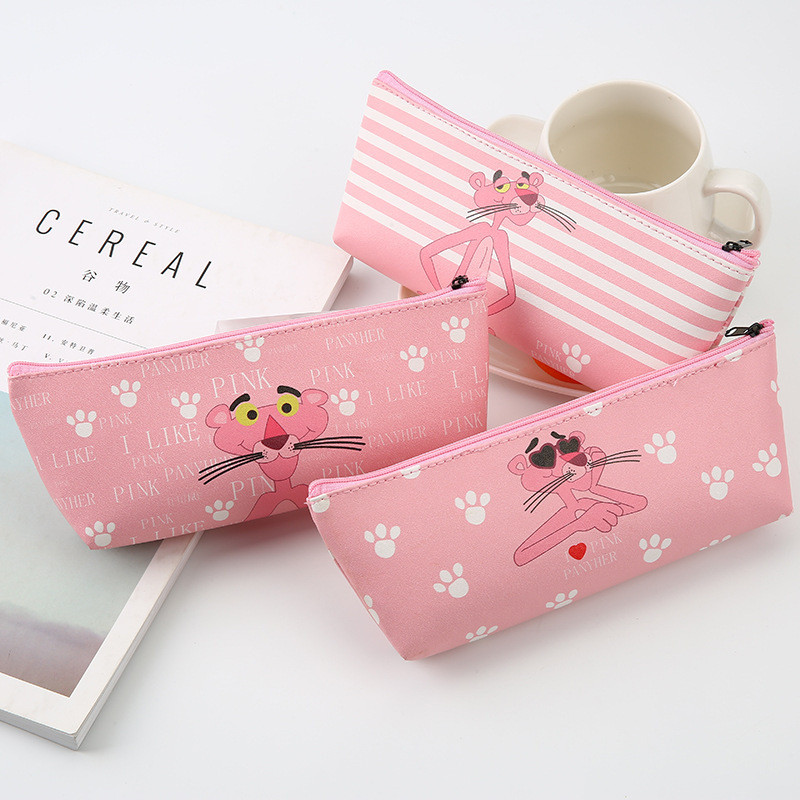 

Kotak Pensil Lucu Kartun Pink Mudah, Segar, Kapasitas Segitiga Besar PU Pencil Stationery Bag Storage Import