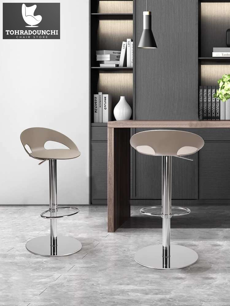 Kursi rumah tangga stainless steel mengangkat berputar kaki tinggi bangku bar kursi mewah ringan