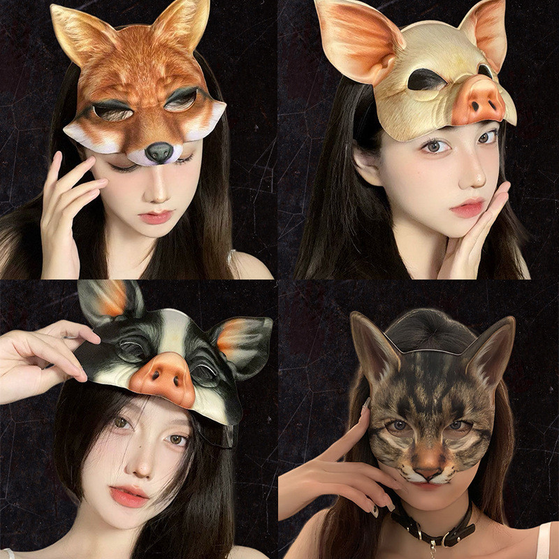 Topeng Cosplay  Pesta rubah hewan baru berpakaian karnaval wajah kucing topeng lucu  Import