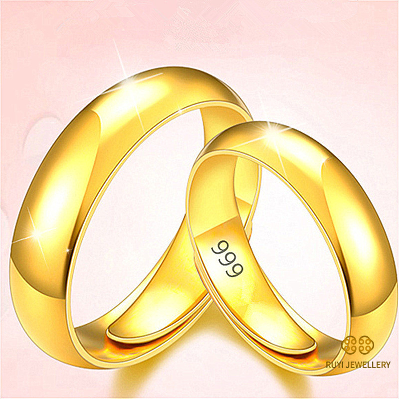 Kios Jalan Pinduoduo 999 Cincin Perak Polos Cincin Pasangan Mengkilap Produsen Cincin Pria Fashion