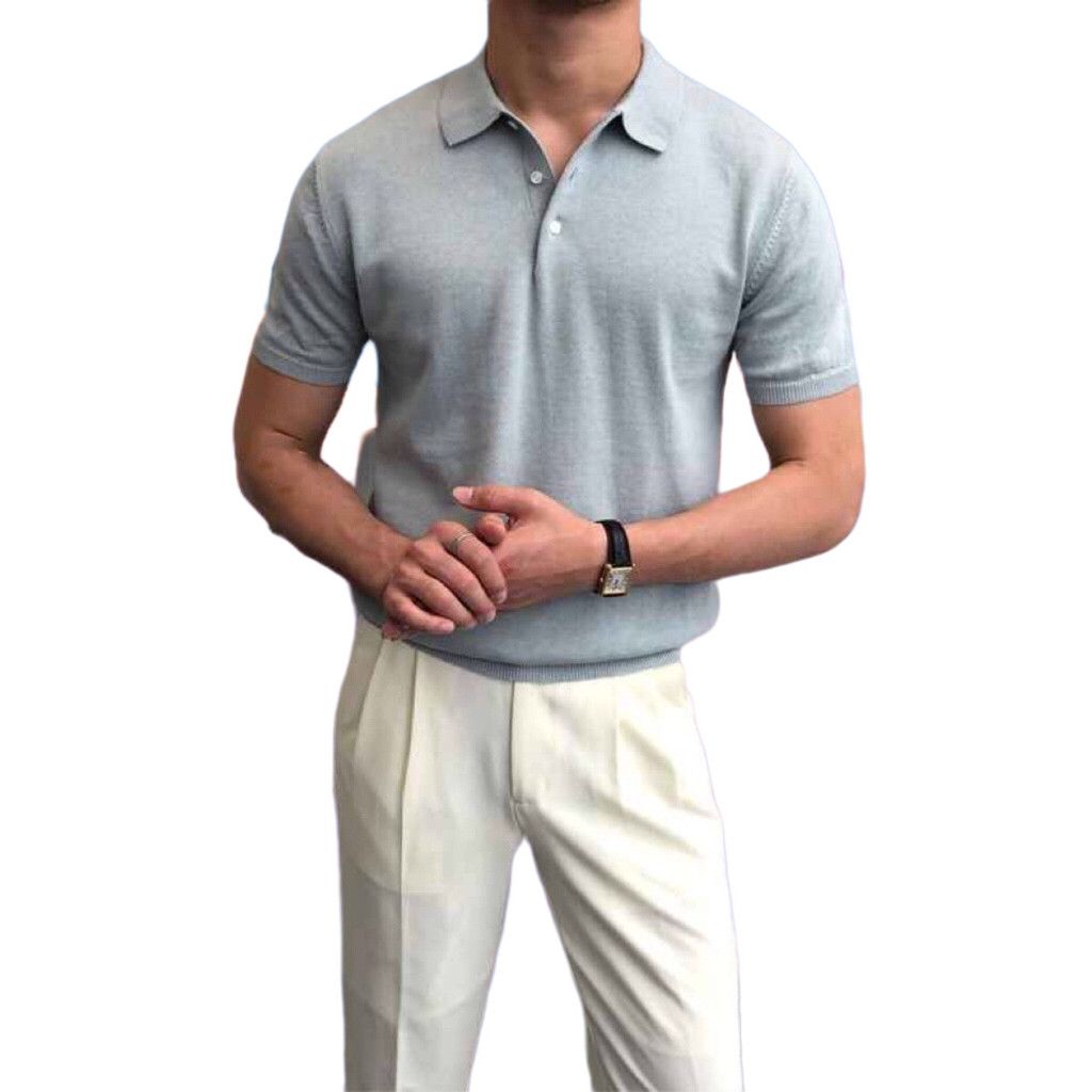 Kaos Polo Shirt Kerah Pria  Musim panas licin cocok baju polo biasa Korea fashionable T-shirt sederh