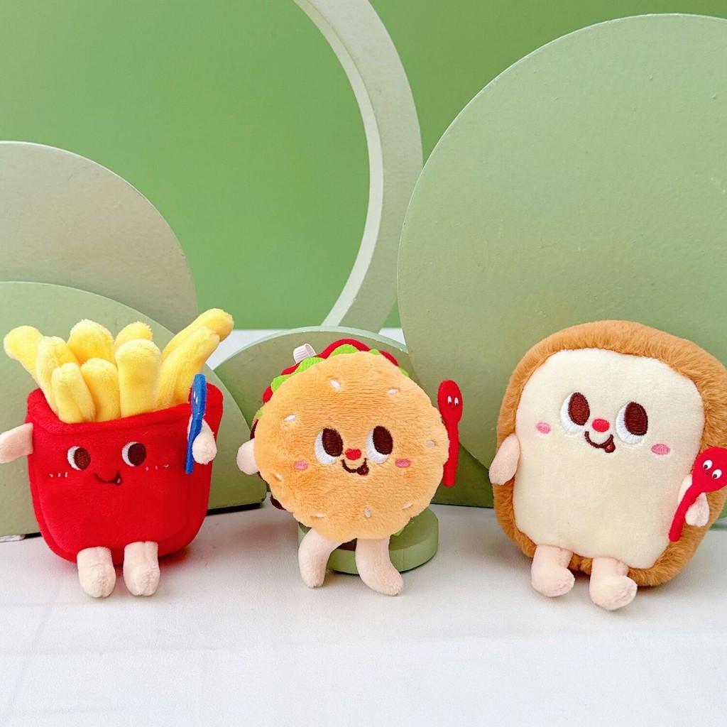 Boneka Viral  Kartun hamburger hot dog ayam kaki kentang goreng lucu bulu butik grabber boneka tas b