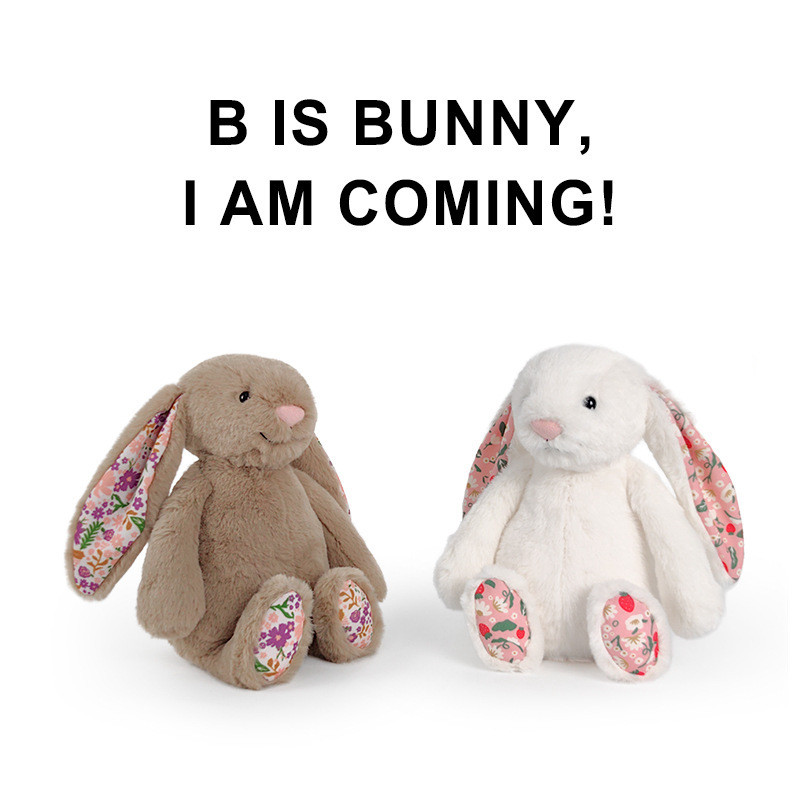 Boneka Viral  New Shy Bonnie Floral Long Ear Rabbit Internet Celebrity Soft Plush Toy Children's Soo