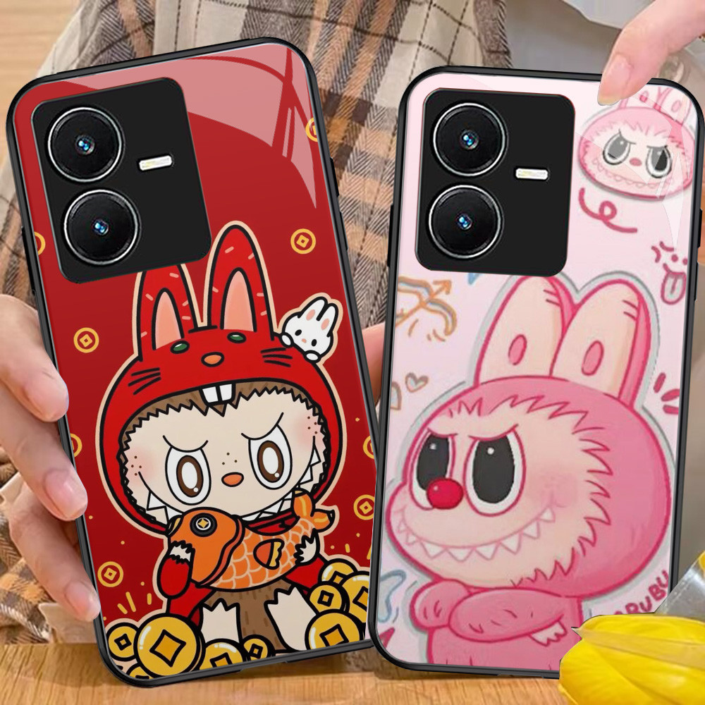 Kaca Casing untuk VIVO Y35 Y22S Y28 iQOO Z6 Y81i V19 Y55 Y67 Y66 Y75 Y81s V25 Y81 Y22 5G Z-110 Cute 