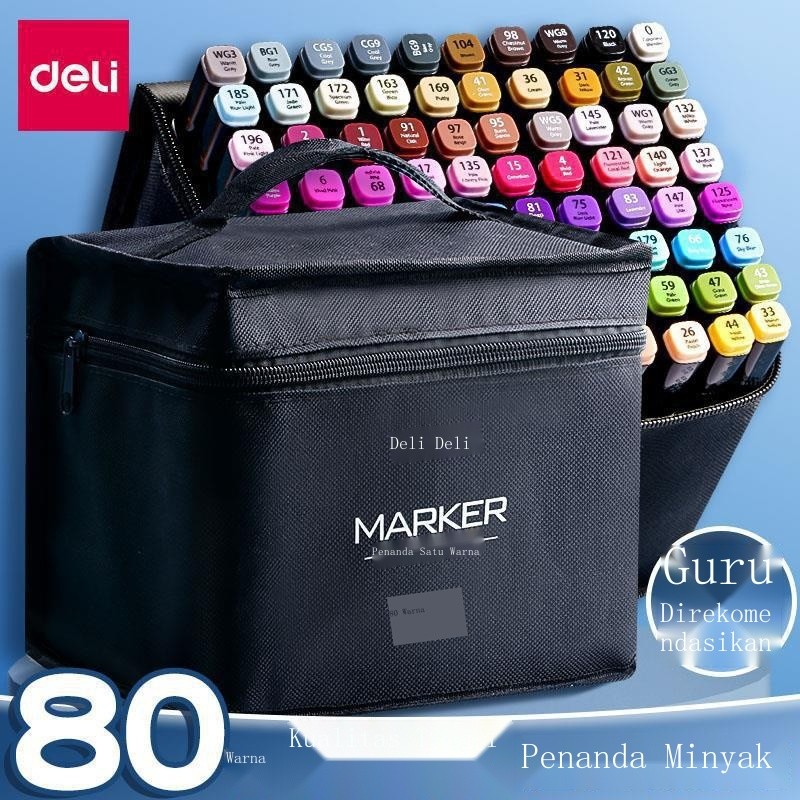 

L Deli 70806 set pena spidol kepala ganda pena lukis pena animasi pena cat air siswa warna tinta be