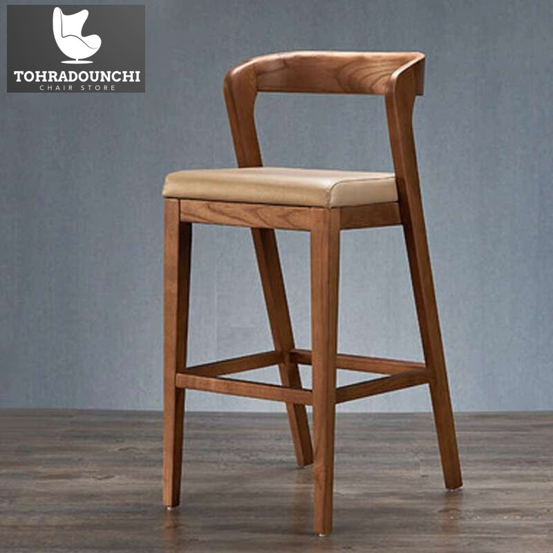 Kursi kayu yang minimalis modern, toko kopi bar, tinggi, kreatif desainer, belakang, kursi bar tingg