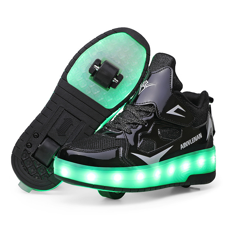 Sepatu Heelys Roda Dua Dan Empat Anak Anak Remaja Bongkar Pasang Gratis Ongkir LED  Aimoge Flash Wal