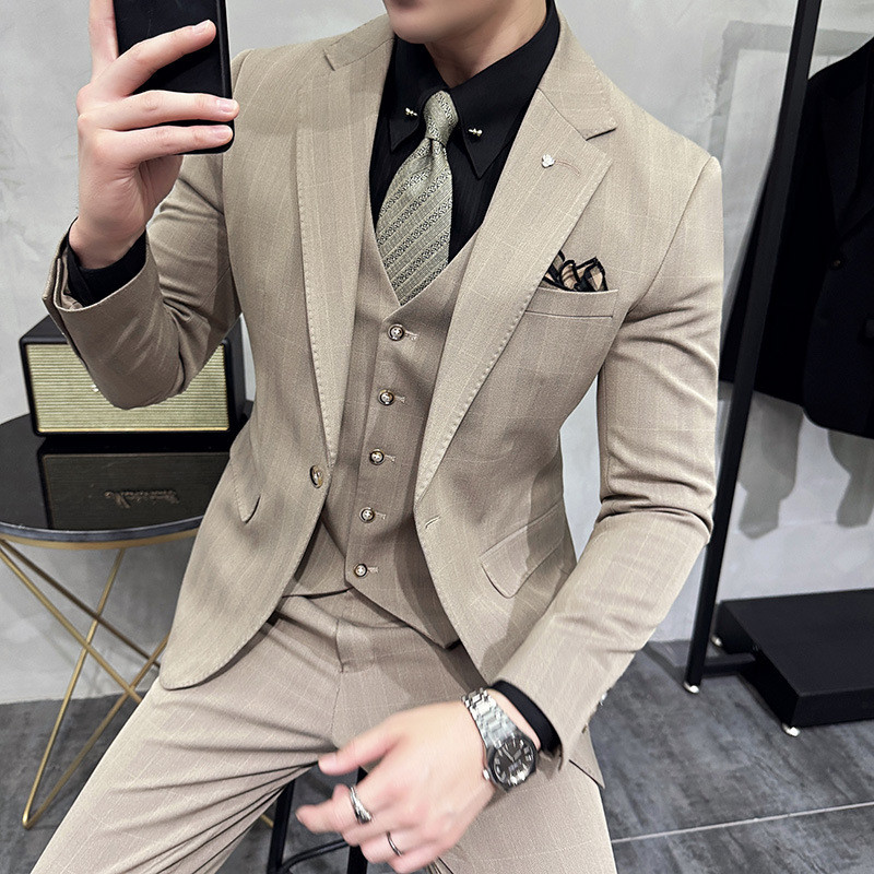 Jas Pria Korean Style  Jas Pria Blazer Pria Kasual  Versi Korea laki-laki licin cocok setelan tiga p