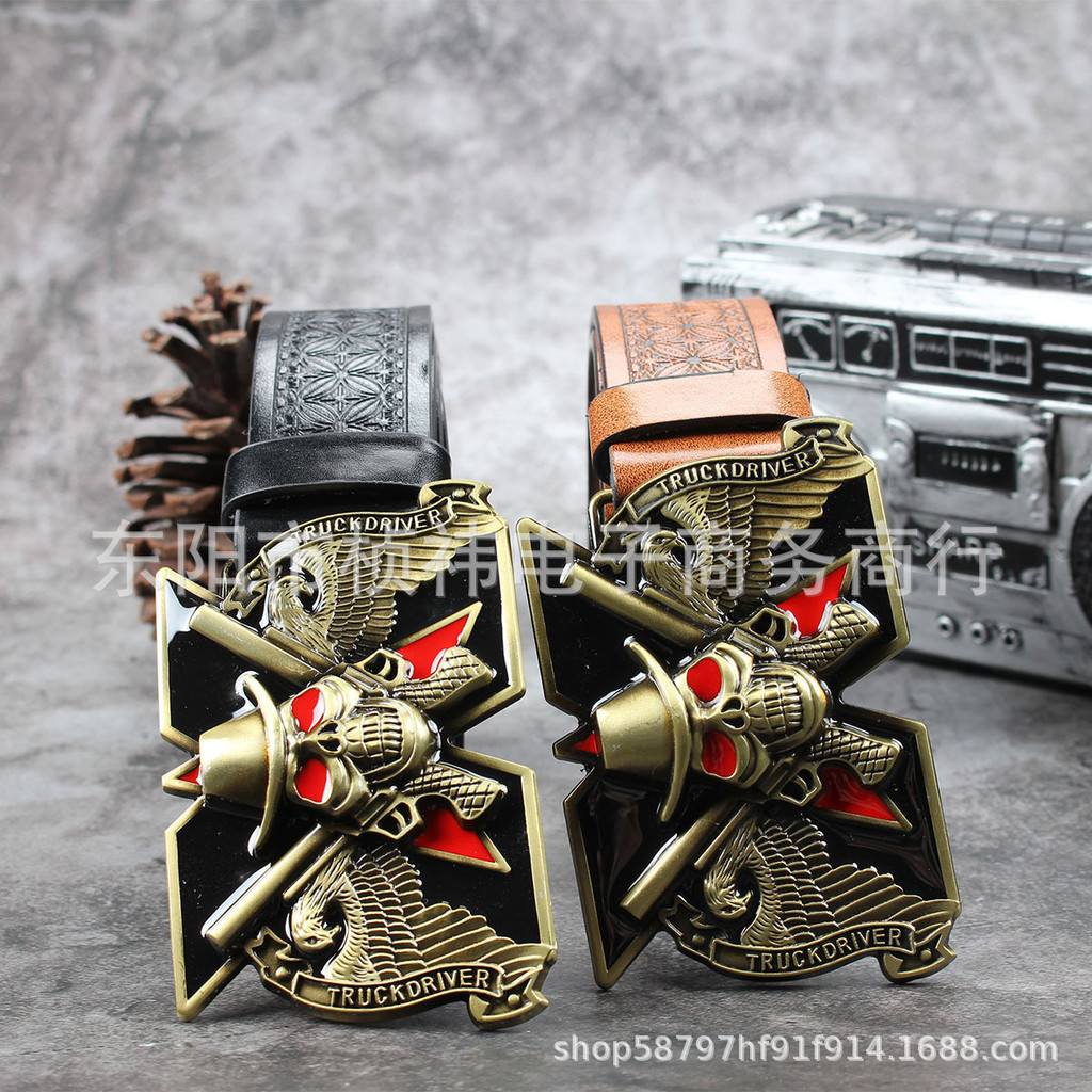 Sabuk Pria  Tren pria tengkorak elang terbang buckle muda kepribadian bikini jeans tali pinggang  Im