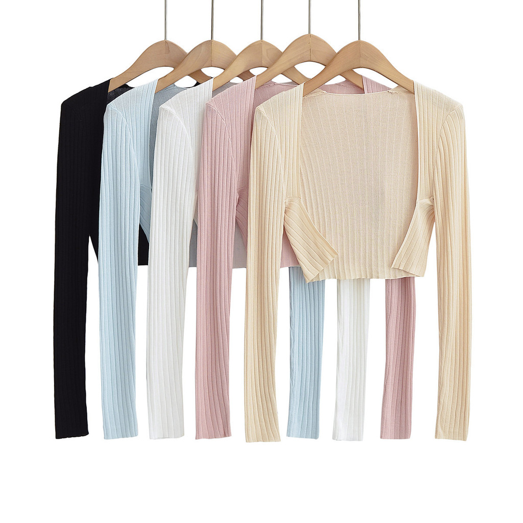 Outer Cardigan  SY2001-23 Musim gugur Perancis Baru keinginan murni Gadis Elastik Baju Burung Garis 