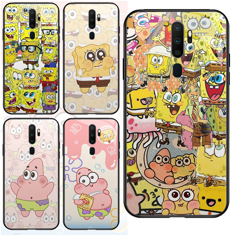 HD Kaca Casing untuk OPPO Reno A9 F11 2F A5 F17 A9X 2Z 2020 Pro Z-5 spongebob