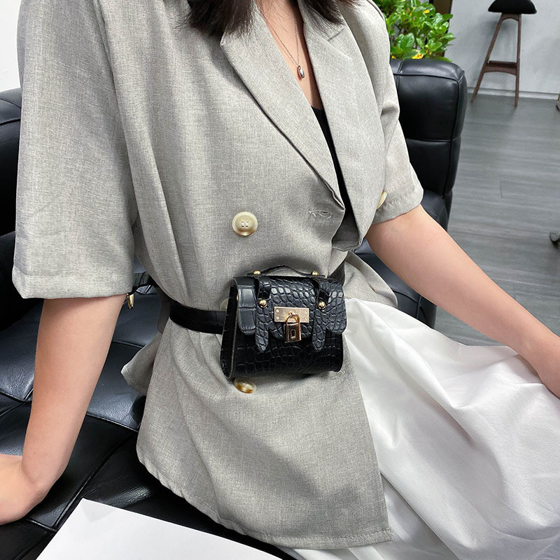 Tas Selempang Bahu Chest Bag  Dalam wanita pola krokodil mini rantai dekorasi baru sabuk pinggang ka